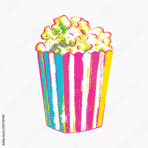 Colorful popcorn bucket illustration