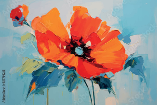 Vibrant abstract floral painting