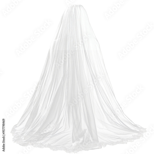 Brides long veil for wedding