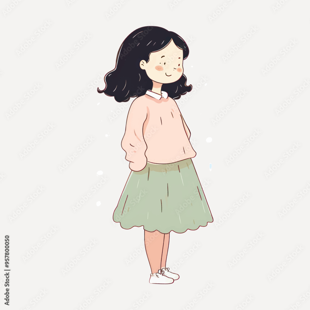 Cute girl illustration, pastel colors Cute girl illustration, pastel colors