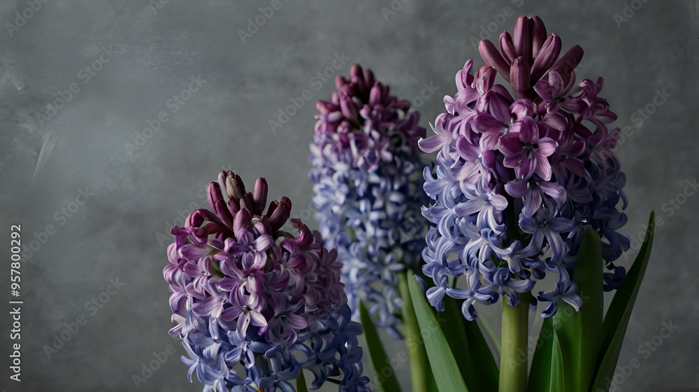 Fototapeta premium Hyacinth flower on gray background
