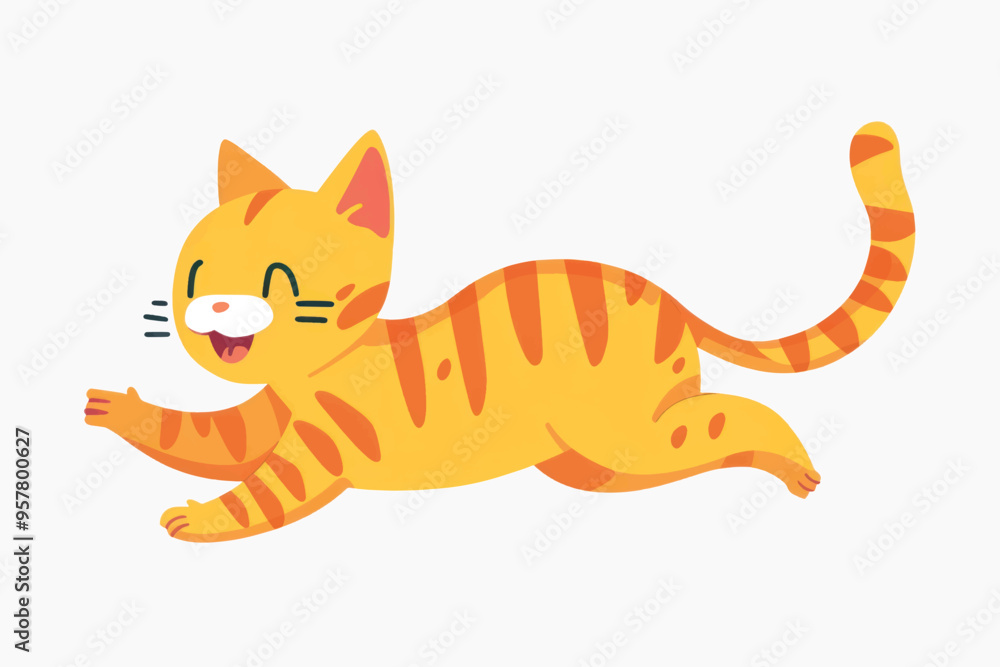 Playful cartoon orange cat Playful cartoon orange cat