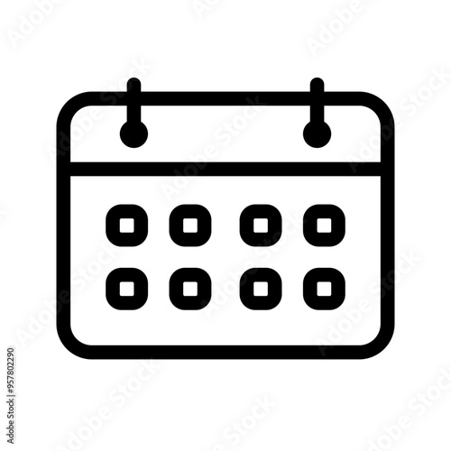 Calendar icon outline style in black color