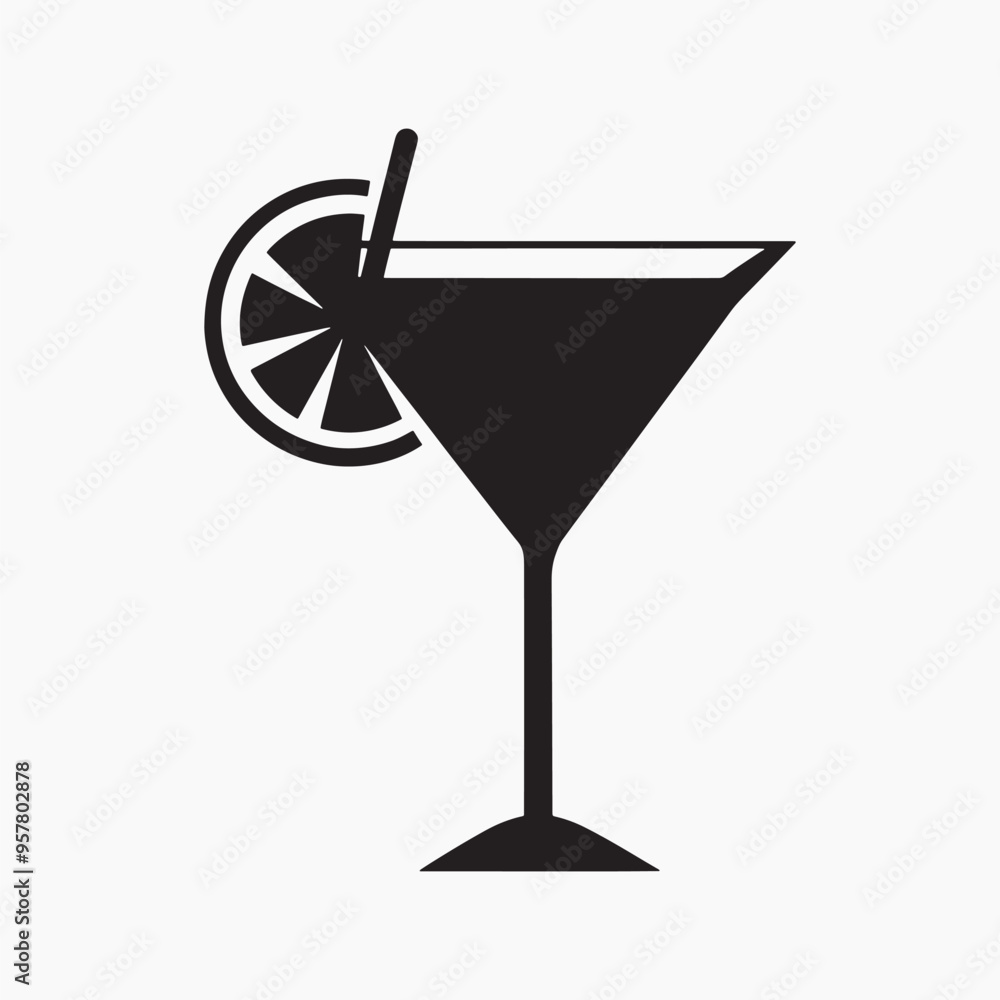 Cocktail glass with lemon slice Cocktail glass with lemon slice