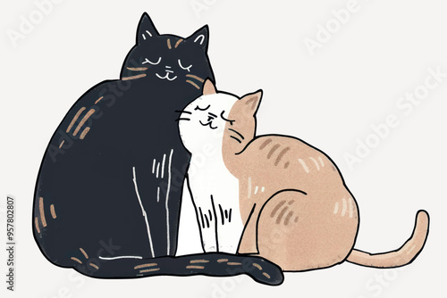 Adorable cats cuddling together