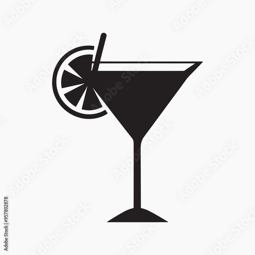 Cocktail glass with lemon slice
