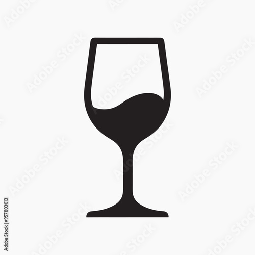 Minimalist wine glass icon silhouette