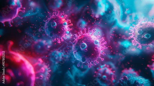 Various colorful virus and neon backgrounds.