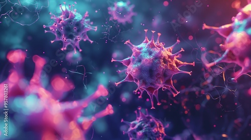 Various colorful virus and neon backgrounds.