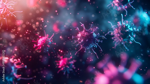 Various colorful virus and neon backgrounds.