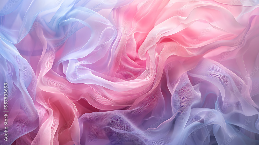 Fototapeta premium A colorful, flowing piece of fabric with a pink, blue, and purple hue