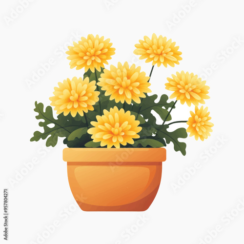 Vibrant yellow potted flowers