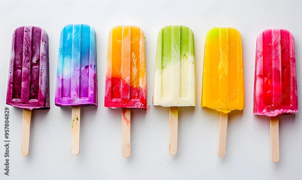 Set of bright ice cream popsicle. Set of bright ice cream popsicle.
