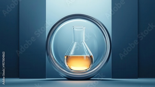 Volatile chemical mixture inside a sealed chamber, pressure buildup, 3D illustration