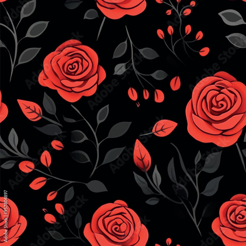 Elegant red rose floral pattern