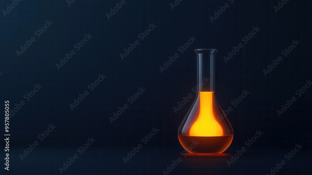 Volatile mixture of chemicals in a beaker, glowing with reactive energy, 3D illustration Volatile mixture of chemicals in a beaker, glowing with reactive energy, 3D illustration