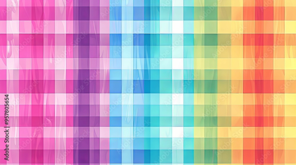 Abstract Rainbow Grid with Shimmering Squares Abstract Rainbow Grid with Shimmering Squares