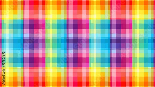 Abstract Rainbow Plaid Pattern Background