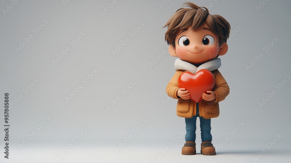 3D illustration of a cartoon character holding a red heart. Business or medical clip art isolated on a white background. 3D illustration of a cartoon character holding a red heart. Business or medical clip art isolated on a white background.
