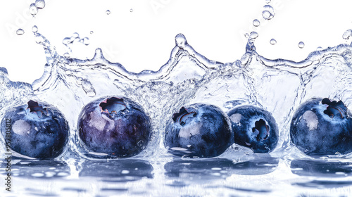 Wallpaper Mural Blueberries in water splash on transparent white background Torontodigital.ca