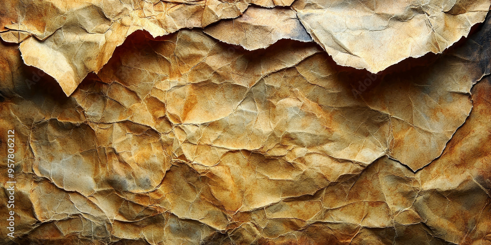 A close-up of a wrinkled, aged paper with a warm, golden hue. A close-up of a wrinkled, aged paper with a warm, golden hue.