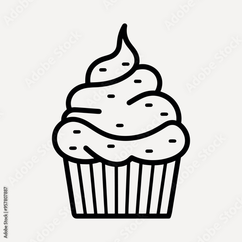 Simple cupcake outline illustration