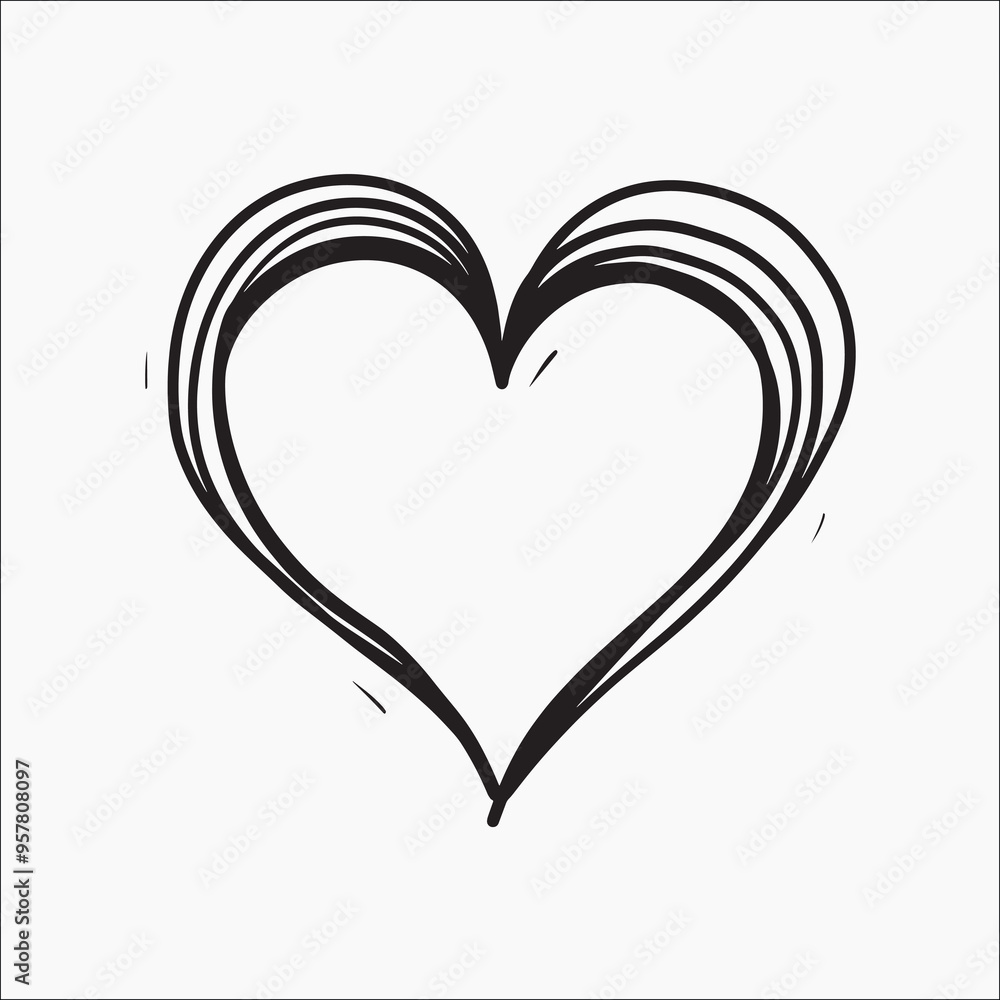 Hand-drawn heart outline illustration Hand-drawn heart outline illustration