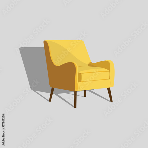 Vector Illustration of Yellow Single Sofa