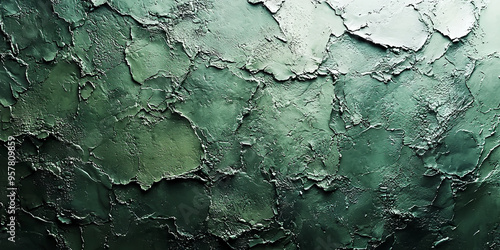 Green textured wall with deep shadows, perfect for adding depth to your designs.