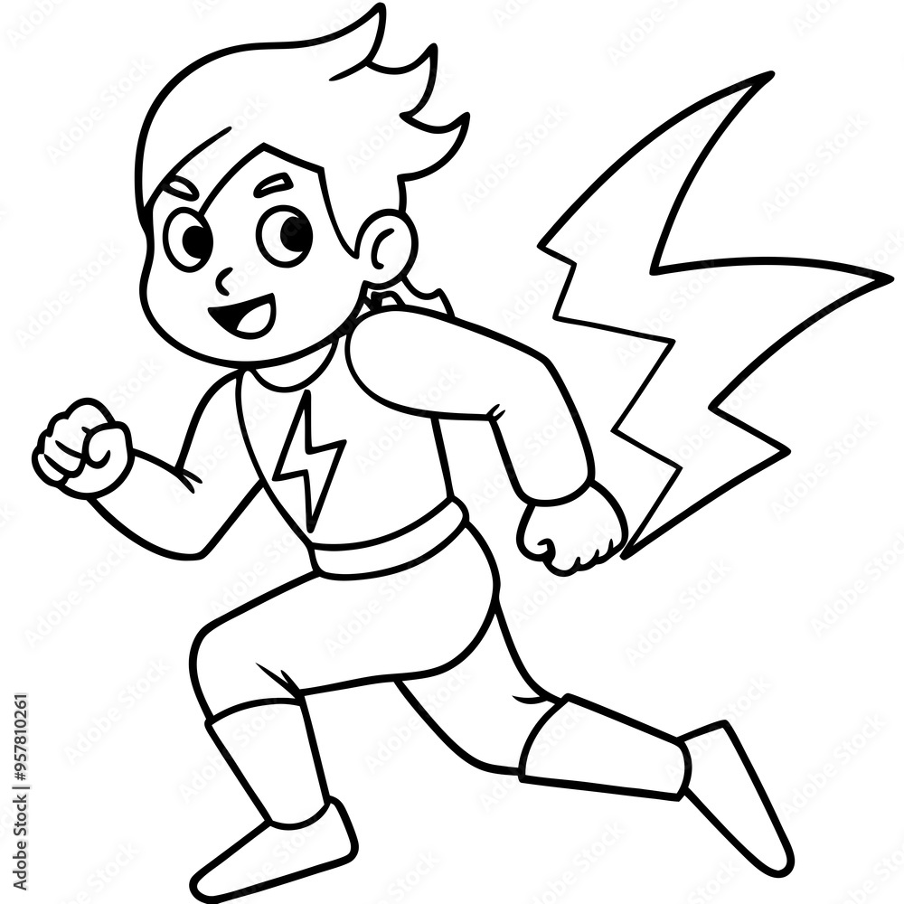 uperhero kid with lightning speed running through the city uperhero kid with lightning speed running through the city