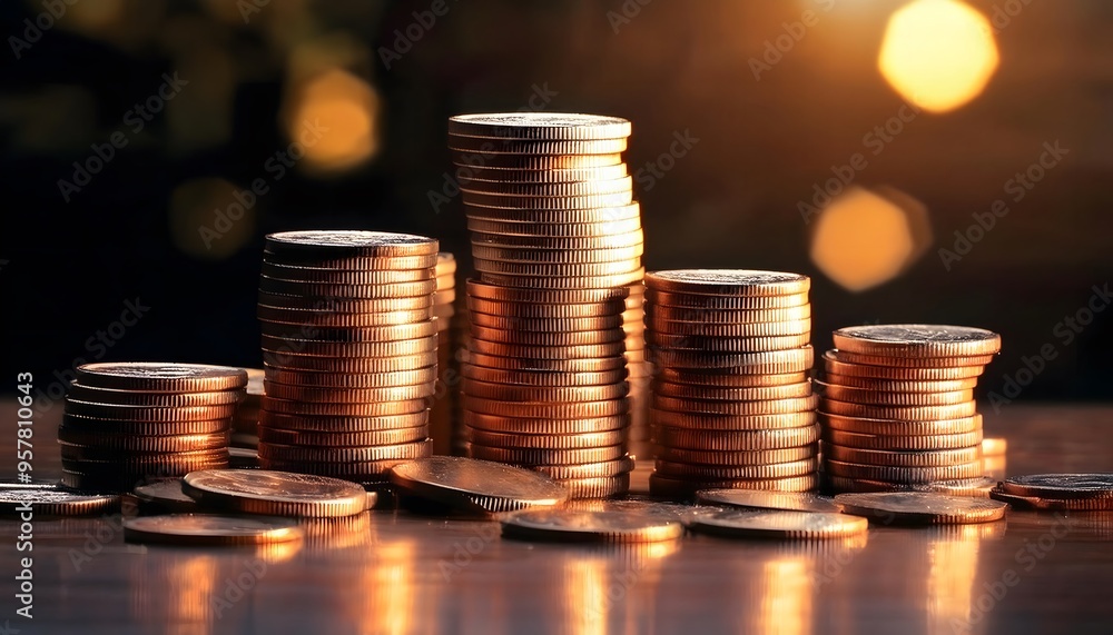 Pile of gold coins on studio backdrop background It is a symbol of wealth and financial success. Pile of gold coins on studio backdrop background It is a symbol of wealth and financial success.