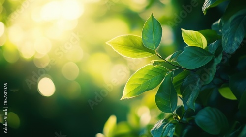 Green Leaves Sunlight Bokeh Background Nature Photography