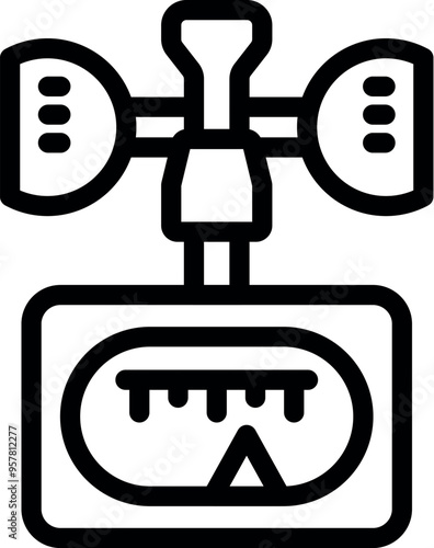 Line icon of a home weather station giving wind information