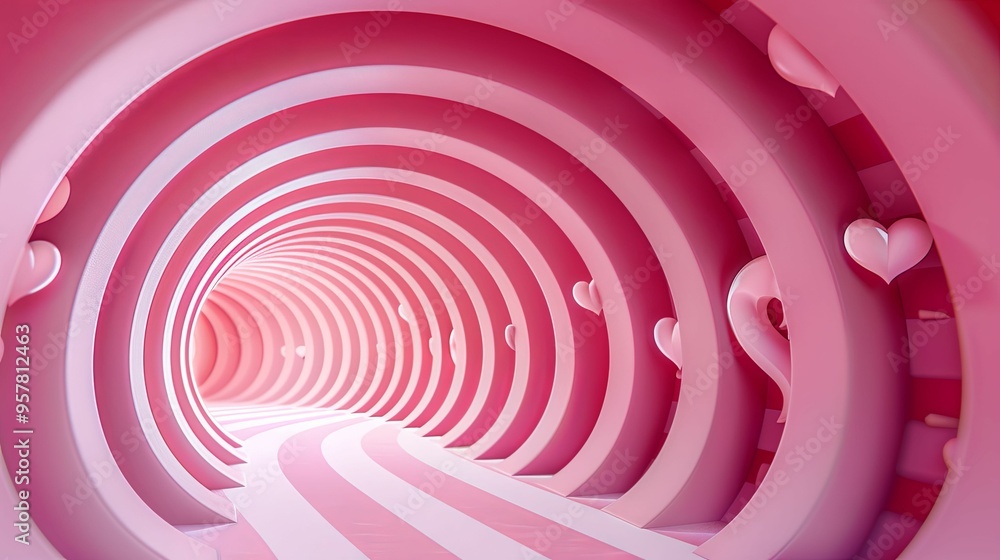 Pink and White Spiral Tunnel with Hearts Pink and White Spiral Tunnel with Hearts