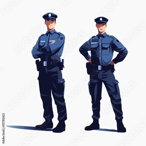 Police officers in uniform illustration