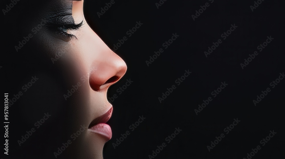 A partially darkened face that symbolizes the dual nature of both physical and mental suffering A partially darkened face that symbolizes the dual nature of both physical and mental suffering