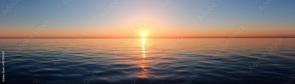 Dawning Serenity: Embracing New Beginnings with Sunrise over Tranquil Ocean Horizon Dawning Serenity: Embracing New Beginnings with Sunrise over Tranquil Ocean Horizon