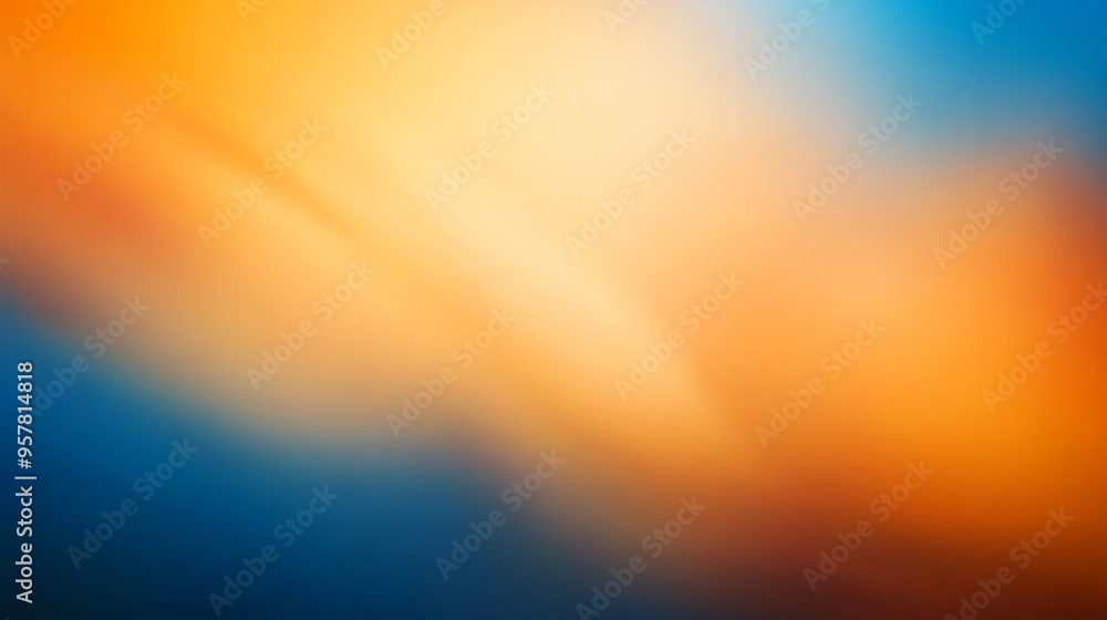 Naklejka premium blur of orange and blue gradient background, symbolizing creativity and transformation, with soft transitions representing fluidity and change in visual design