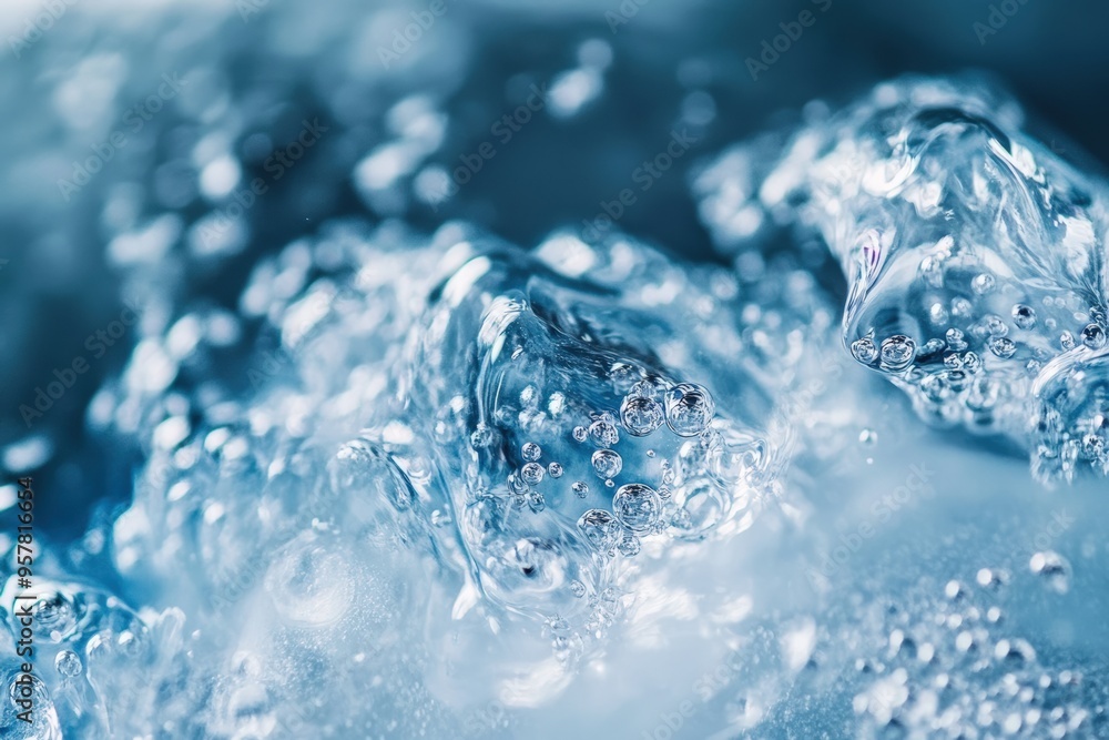 Macro shot of crystal-clear ice with trapped air bubbles Macro shot of crystal-clear ice with trapped air bubbles