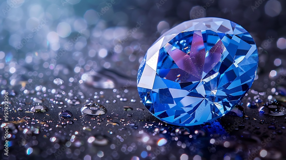 A stunning gemstone sitting over a glossy surface A stunning gemstone sitting over a glossy surface