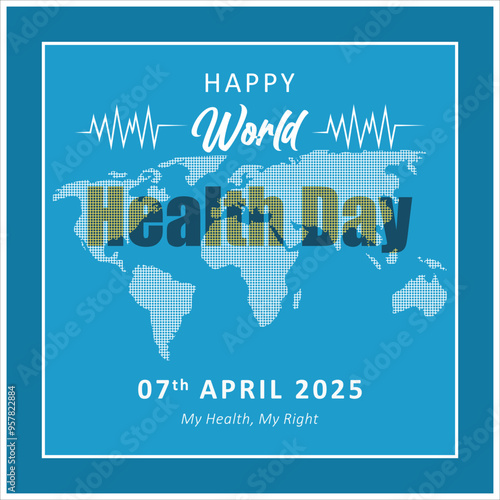 Commemorating World Health Day, April 7. My health is my right. World Health Day concept. Flat vector illustration.