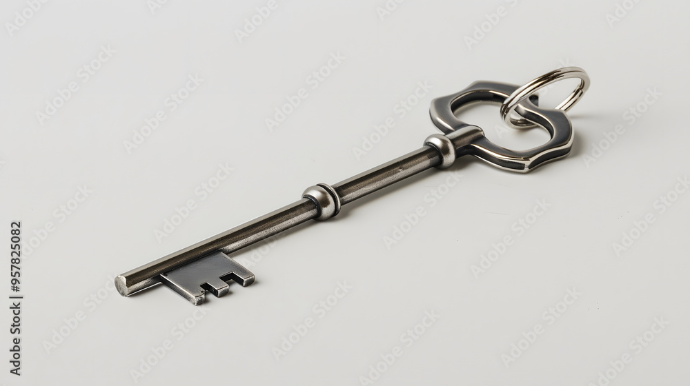 Silver Key Isolated on White Background. Silver Key Isolated on White Background.