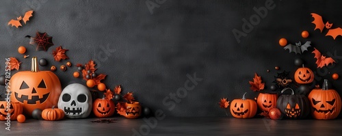 Halloween marketing party flyer with a mix of festive and spooky decorations