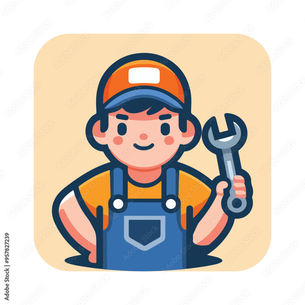 Obraz premium A mechanic wearing overalls and holding a wrench