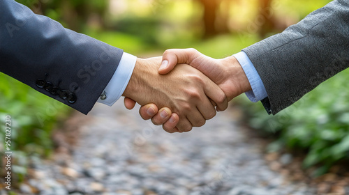 professional handshake between two businessmen, symbolizing trust, partnership, and mutual agreement. The image conveys professionalism, collaboration, and the beginning of a successful business relat