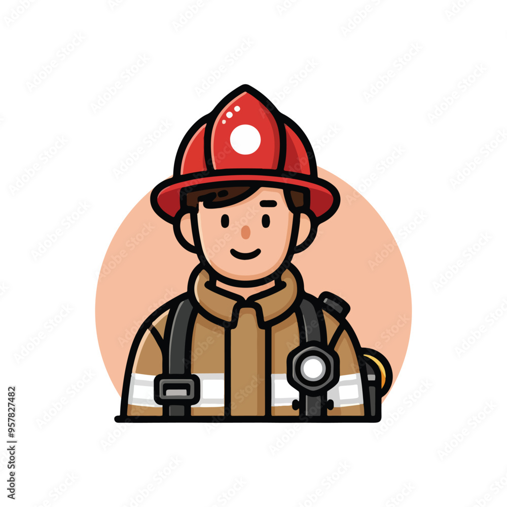 Obraz premium firefighter with a red helmet and a hose