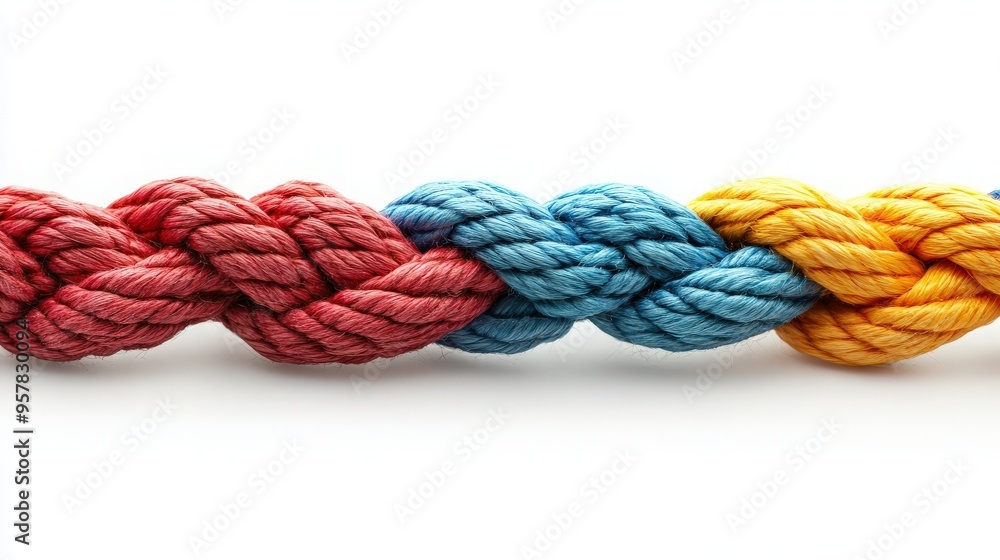 Colorful braided rope showcasing vibrant red, blue, and yellow strands, perfect for various creative and design projects. Colorful braided rope showcasing vibrant red, blue, and yellow strands, perfect for various creative and design projects.