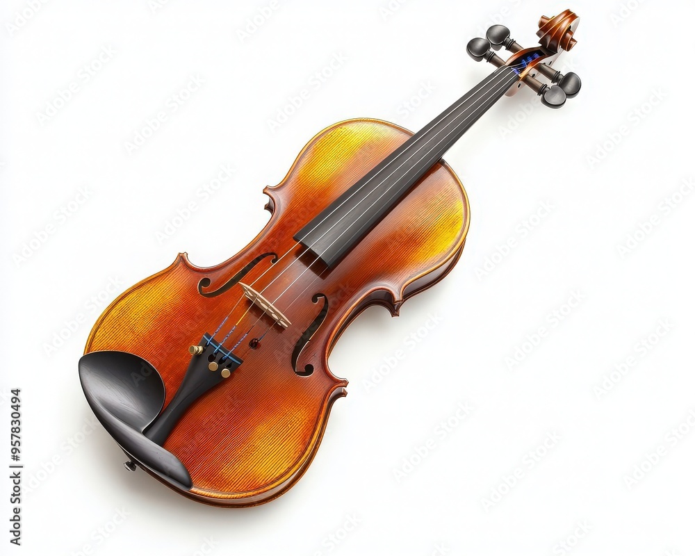 Fototapeta premium Elegant wooden violin rich color smooth finish, perfect music-related projects artistic .