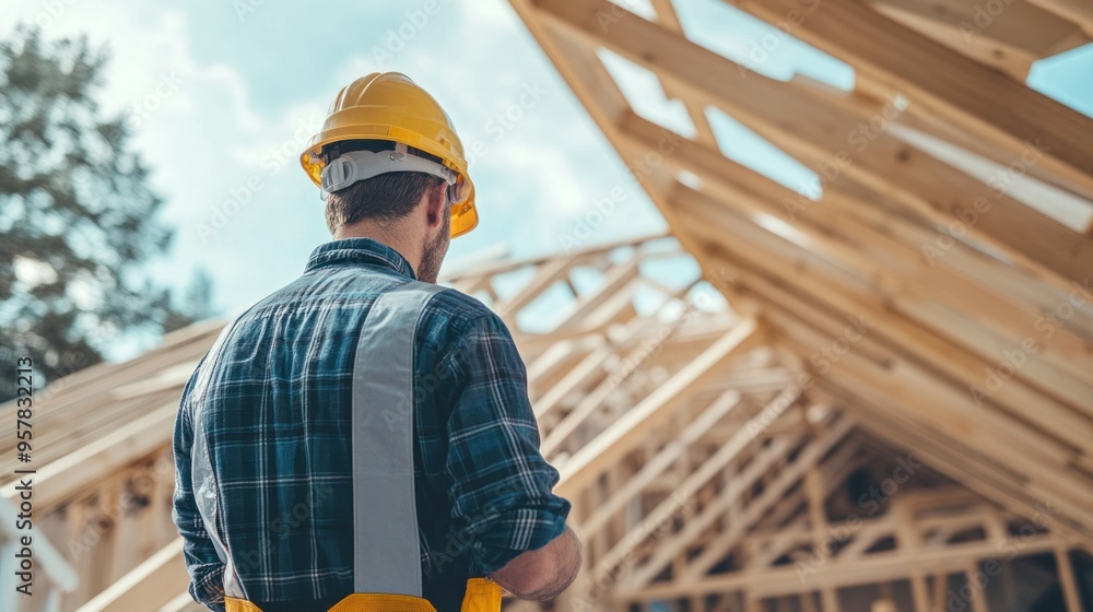 A structural inspection in progress, showcasing a professional inspector examining the roof and attic spaces of a newly constructed home - A structural inspection in progress, showcasing a professional inspector examining the roof and attic spaces of a newly constructed home -