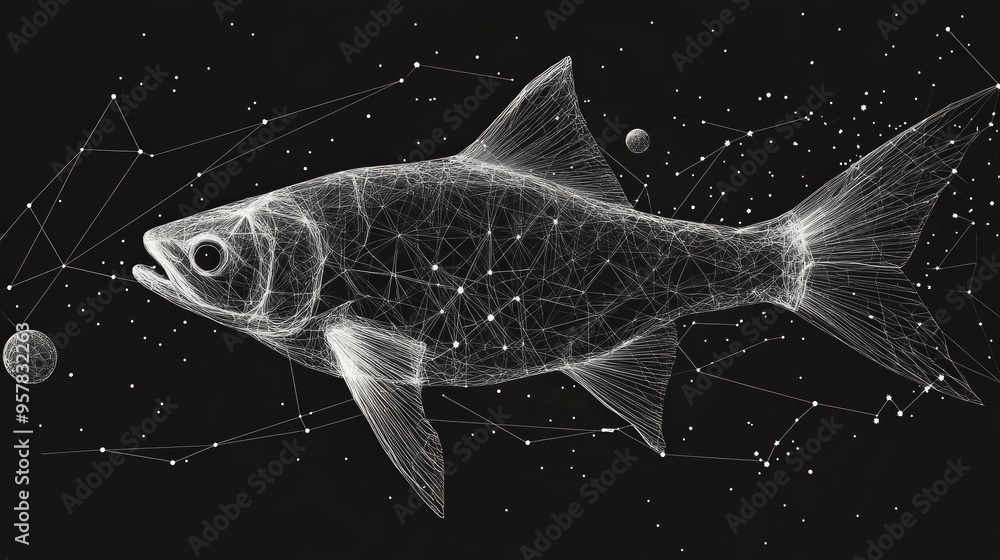 Star Objects Fish Abstract image of a fish in the form of a starry sky or space ...